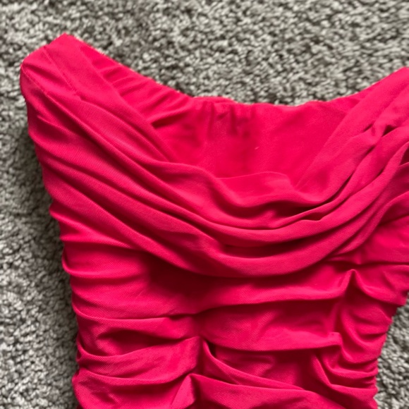 Chic Red Ruched Maxi Dress - Picture 3 of 3